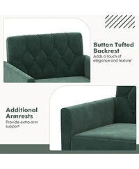 Gouun Modern Velvet Accent Chair with Button Tufted Back Metal Legs and Adjustable Foot Pads