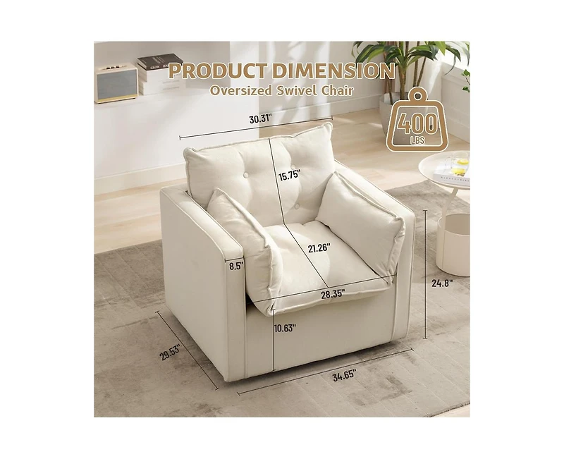 gaomon Swivel Accent Chair, Mid Century Modern Arm Chair for Living Room, Comfy Single Sofa Chair Reading Sofa with Solid Metal Base, Accent Armchair