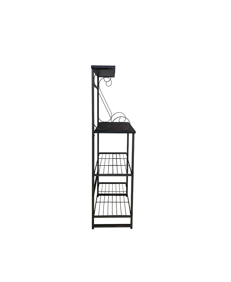 Kings Brand Furniture - Covington Metal Kitchen Shelves Baker s Rack Microwave Stand, Pewter