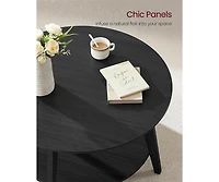 2-Tier Round Coffee Table with Open Storage Shelf for Living Room
