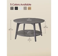 2-Tier Round Coffee Table with Open Storage Shelf for Living Room