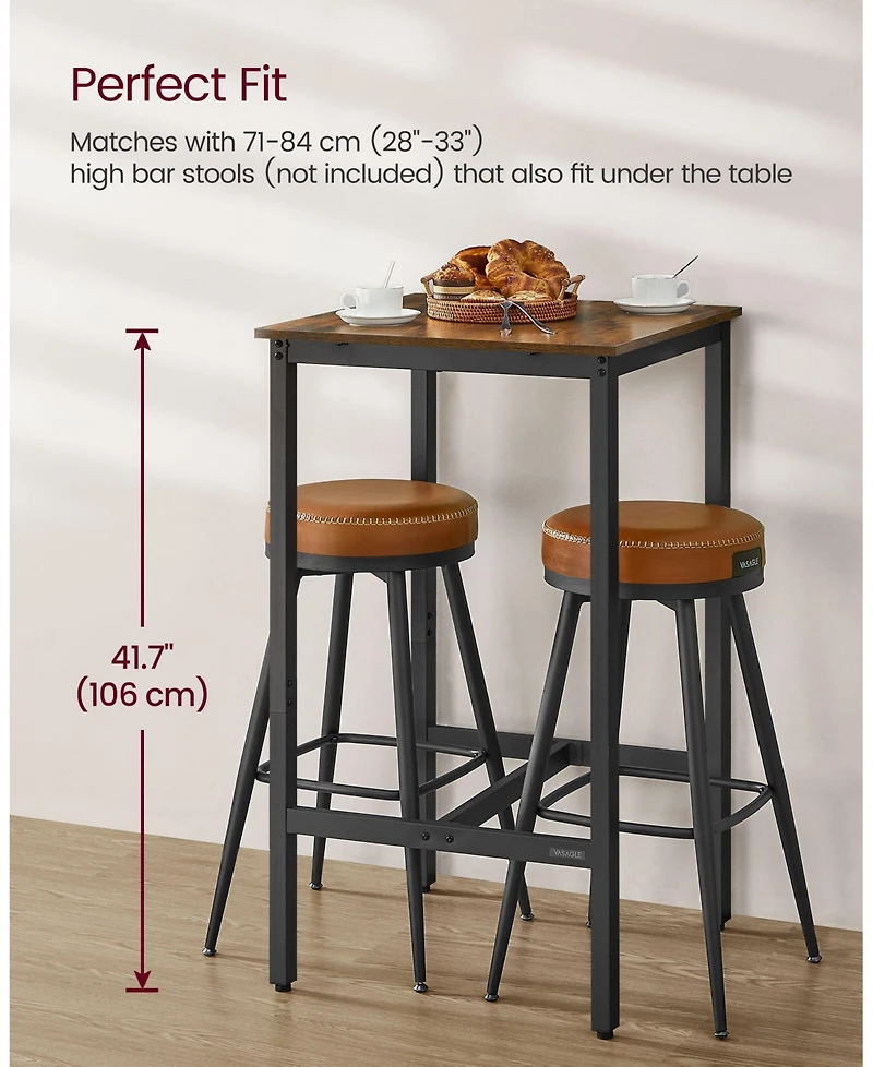 Bar Table – Small High Top Pub Table for Kitchen or Living Room, Sturdy Metal Frame, Perfect for Dining & Parties