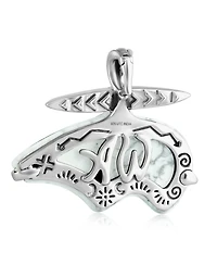 American West Jewelry Sterling Silver White Howlite and Sleeping Beauty Turquoise Bear Pendant Enhancer