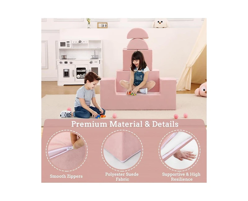 gaomon Kids Play Couch, 6Pcs Modular Kids Play Sofa for Playroom Bedroom, Kids Modular Couch Toddler Foam Sofa, Kids Convertible Sofa with Removable C