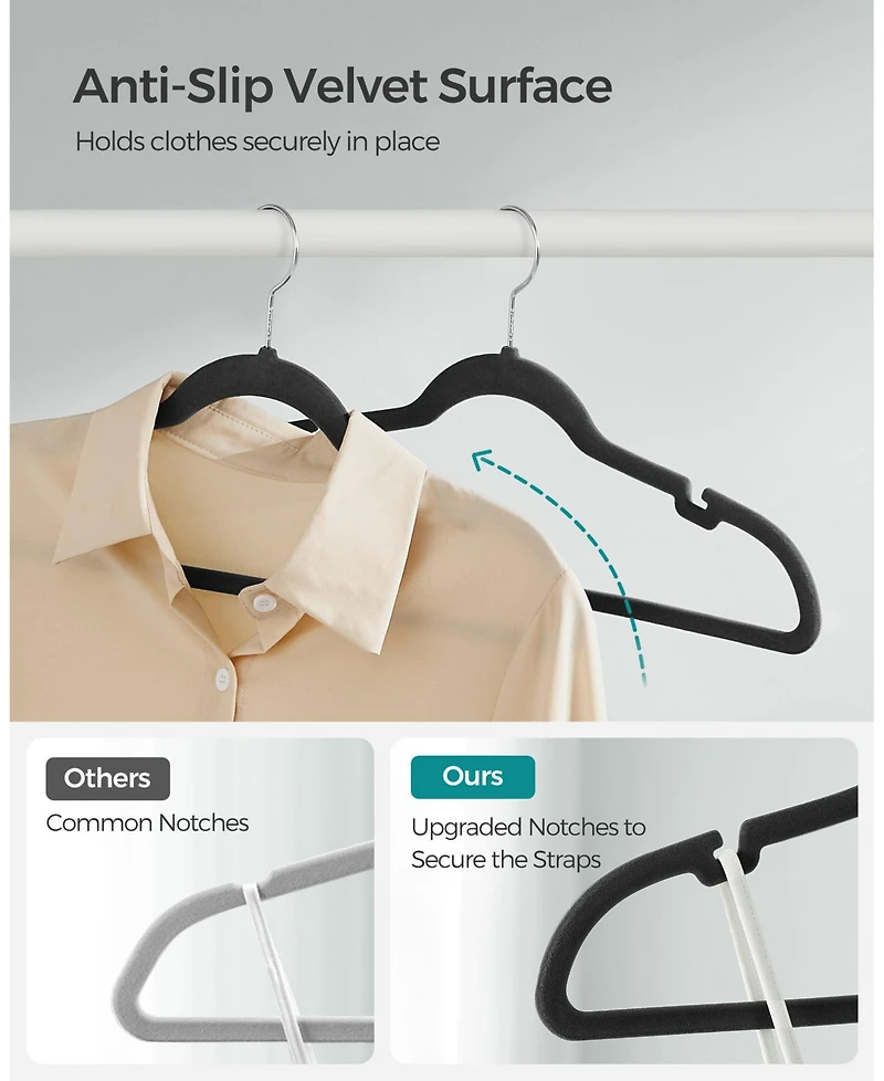 Slickblue 60-Pack Velvet Hangers, Non-Slip Clothes Hangers for Clothing Organization