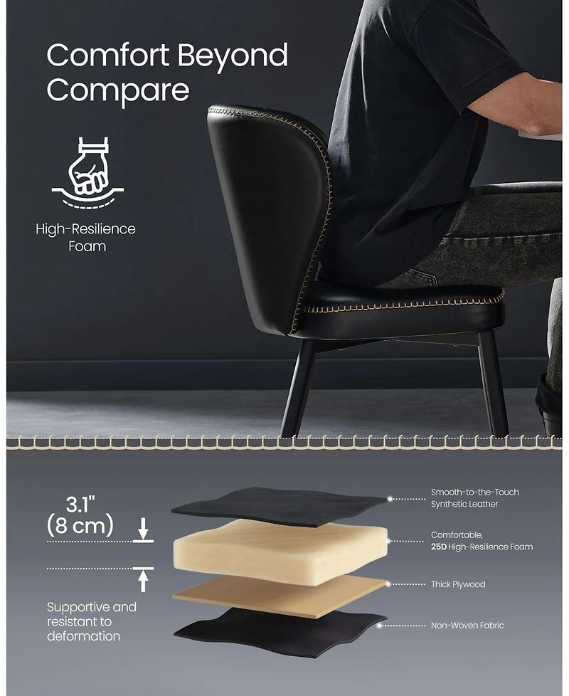 Set of 2 Upholstered Dining Chairs for Kitchen, Comfortable & Stylish Seating