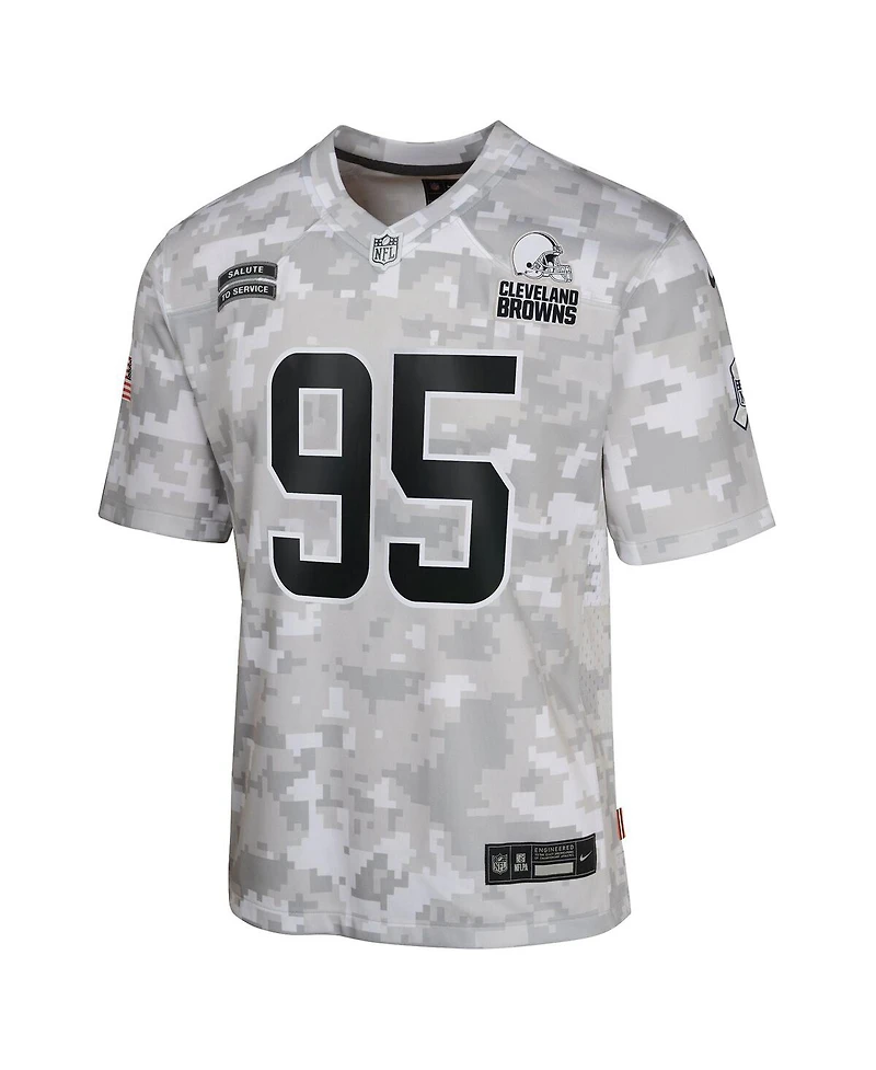Nike Big Boys and Girls Myles Garrett Arctic Camo Cleveland Browns 2024 Salute to Service Game Jersey