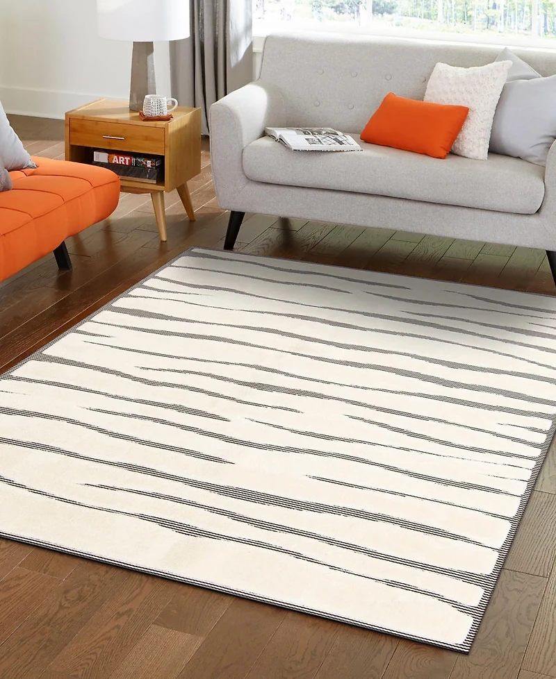 Bayshore Home Textured Tones Lines 9'x12' Area Rug