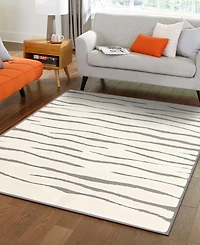Bayshore Home Textured Tones Lines 9'x12' Area Rug
