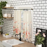 Rosalind Watercolor Floral Semi-Sheer Rod Pocket Kitchen Curtain Valance and Tiers Set