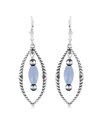 American West Jewelry Sterling Silver Marquise Blue Lace Agate Dangle Earrings