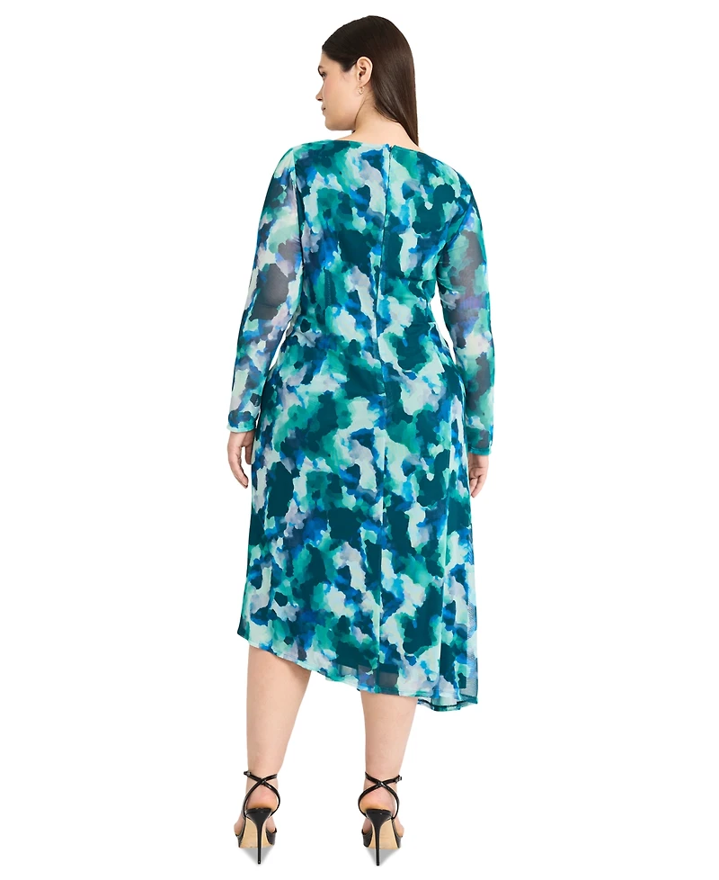 Maggy London Plus Side-Twist Asymmetric-Hem Dress