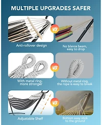 Everyfun Brazilian Hammock with Adjustable Stand- Stylish Hammock Bed w/Storage Bag, 600lb Capacity