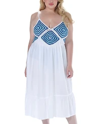Raviya Plus Size Crochet Flounce-Hem Midi Dress