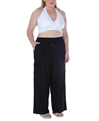 Raviya Plus Size High Rise Pull-On Cover-Up Cargo Pants