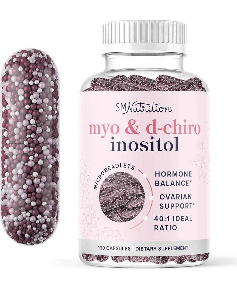 Myo-Inositol & D-Chiro Inositol for Hormone Balance for Women | Microbeadlet Technology to Regulate Menstrual Cycle & Support Ovarian Health | Myo Ino