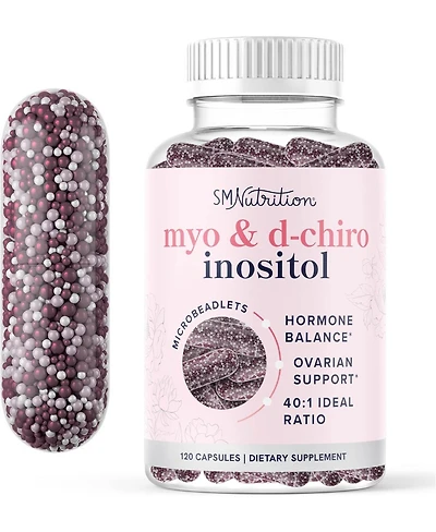 Myo-Inositol & D-Chiro Inositol for Hormone Balance for Women | Microbeadlet Technology to Regulate Menstrual Cycle & Support Ovarian Health | Myo Ino