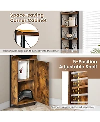 Gouun Tall Corner Storage Cabinet with 3-Tier Shelf and Enclosed Cabinet