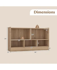 Gouun Kids 2-Shelf Bookcase 5-Cube Wood Toy Storage Cabinet Organizer