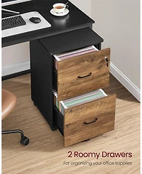 2-Drawer Locking File Cabinet with Wheels for Home Office Document Storage