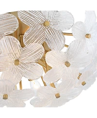 Possini Euro Design Filoli 20" Modern Semi Flush-Mount Ceiling Light Fixture Kitchen Foyer Hallway Flower Unique Gold Finish Glass