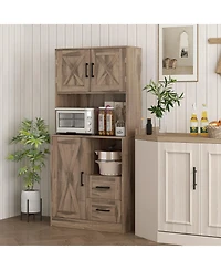 Homcom Farmhouse Kitchen Pantry, 71" Tall Storage Cabinet
