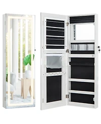 Gouun 42.5 Inches Lockable Jewelry Mirror Wall Cabinet with 3-Color Led Lights