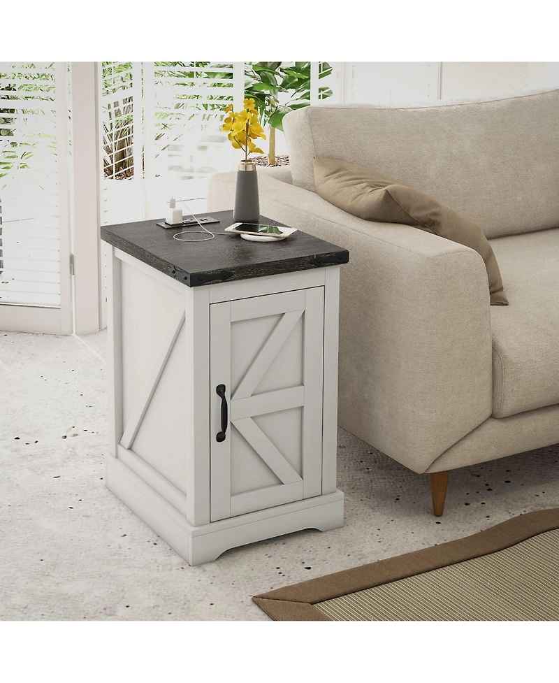 Homcom End Table with Charging Station and Usb Ports,