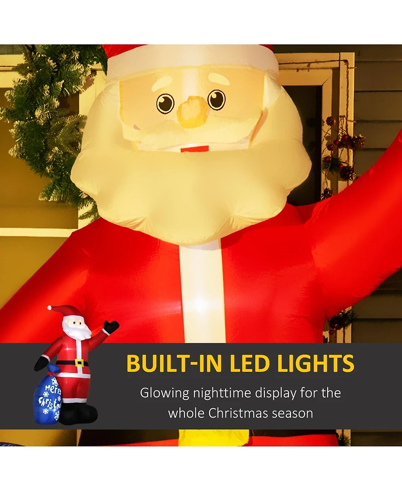 Outsunny 8' Inflatable Christmas Santa Claus with Gift Bag for Lawn Garden Party