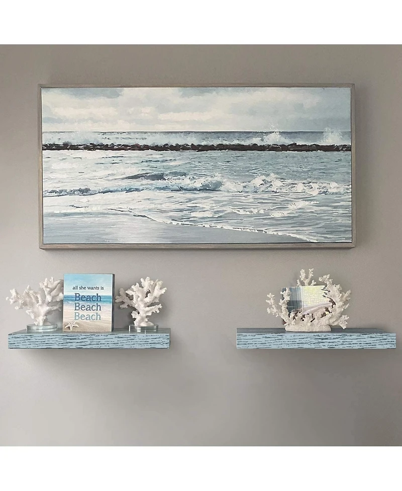 Sorbus 2 Pack 16 Inch Coastal Rectangle Floating Shelves - for Home DAcor to Display Trophies, Books, Frames