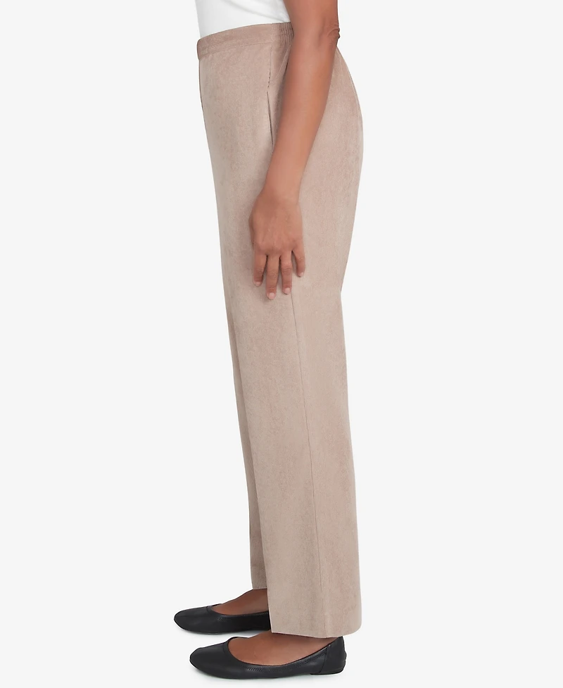 Alfred Dunner Women's Telluride Corduroy Elastic Waist Average Length Pleated Pants