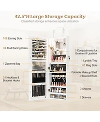 Gouun Wall Mounted Jewelry Cabinet with Full-Length Mirror