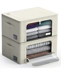 Sorbus 2 Pack Small Foldable Storage Box - Metal Frame, Oxford Fabric, Large Window & Handles - Organization for Bedroom