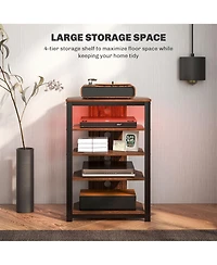 Homcom Tv Stand with Lights, 5-Tier Storage Shelves and Steel Frame