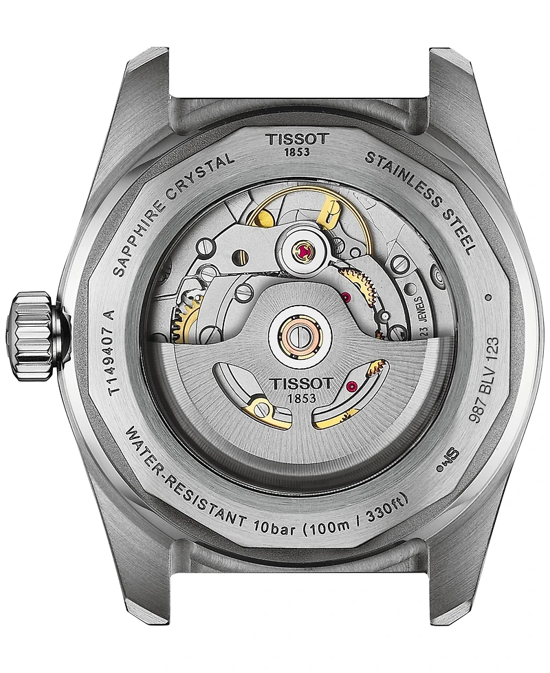 Tissot Men's Swiss Automatic PR516 Powermatic 80 Blue Perforated Leather Strap Watch 38mm