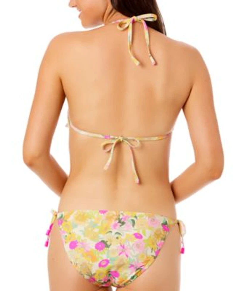Salt Cove Juniors Crochet Halter Triangle Bikini Top Floral Side Tie Bikini Bottoms Exclusively At Macys