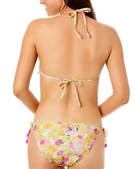 Salt Cove Juniors Crochet Halter Triangle Bikini Top Floral Side Tie Bikini Bottoms Exclusively At Macys