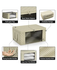 Sorbus Pack Medium Foldable Clothes Storage Bags with Clear Window, Zipper Lid and Carry Handles - for Organizing Bedroom, Closet