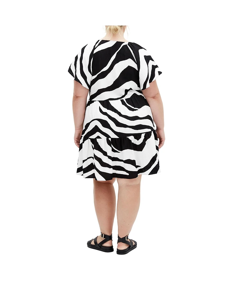 City Chic Plus Frill Mini Print Dress
