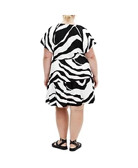 City Chic Plus Frill Mini Print Dress