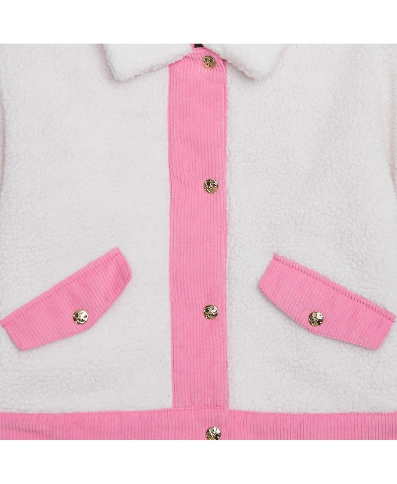 Jessica Simpson Girls 7-16 Sherpa Midweight Jacket with Corduroy Trims