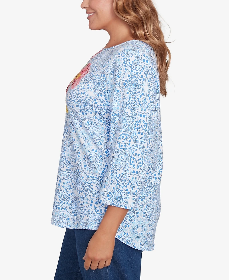Ruby Rd. Plus Size Medallion Bold Floral Top
