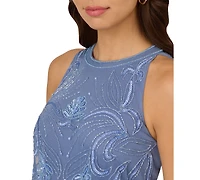 Adrianna Papell Petite Beaded Embellished Halter Gown
