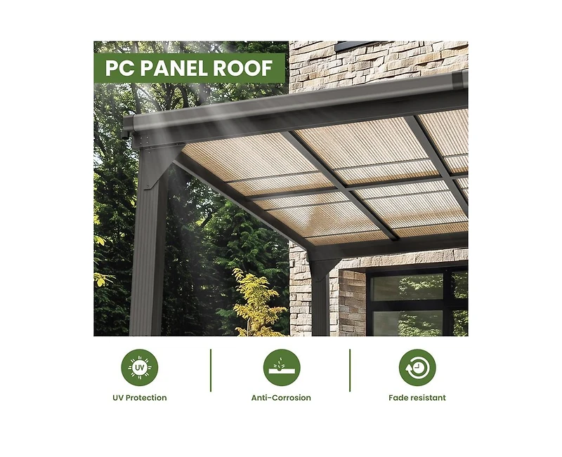 Hardtop Outdoor Gazebo Pergola Aluminum Framed with Sloping Pitched Roof for Garden