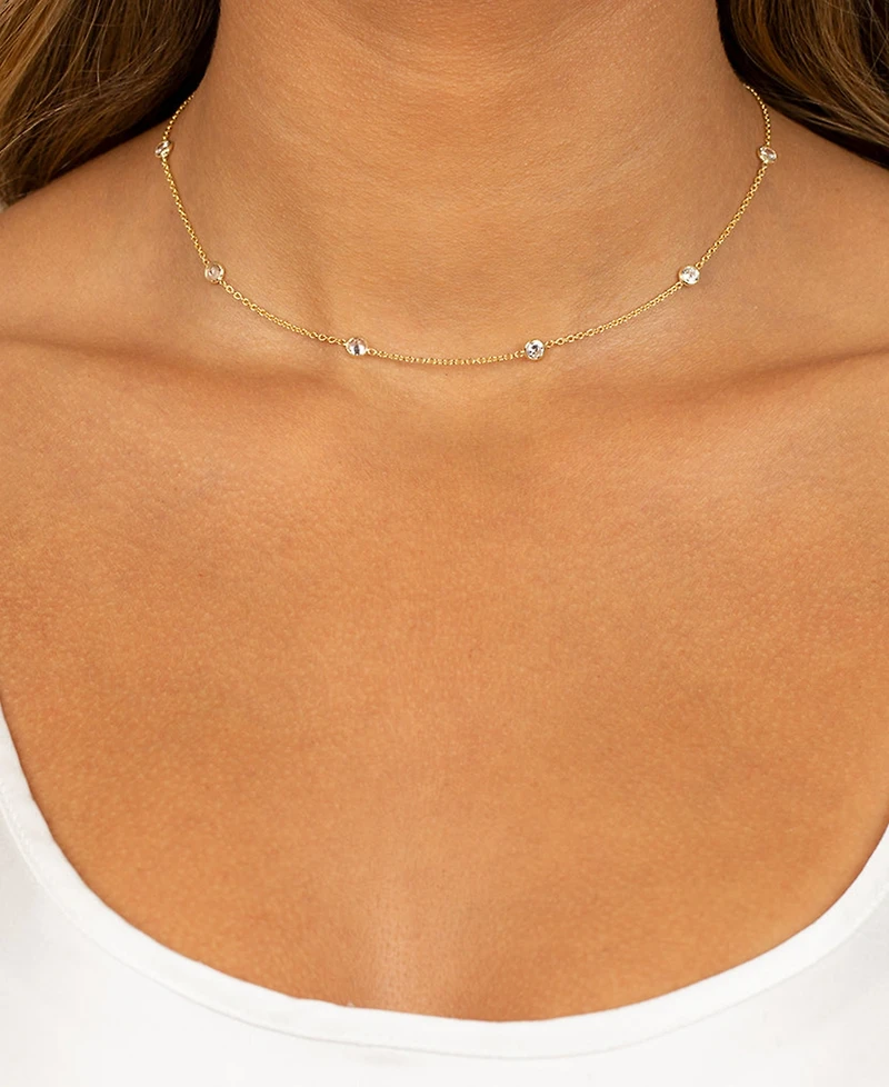 By Adina Eden Gold Plated Diamond By Yard Choker Necklace