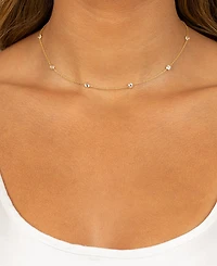 By Adina Eden Gold Plated Diamond By Yard Choker Necklace
