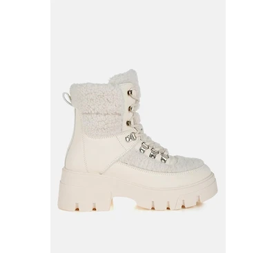 Wellerman Faux Fur Detail Chunky Hiker Boots