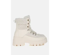 Wellerman Faux Fur Detail Chunky Hiker Boots