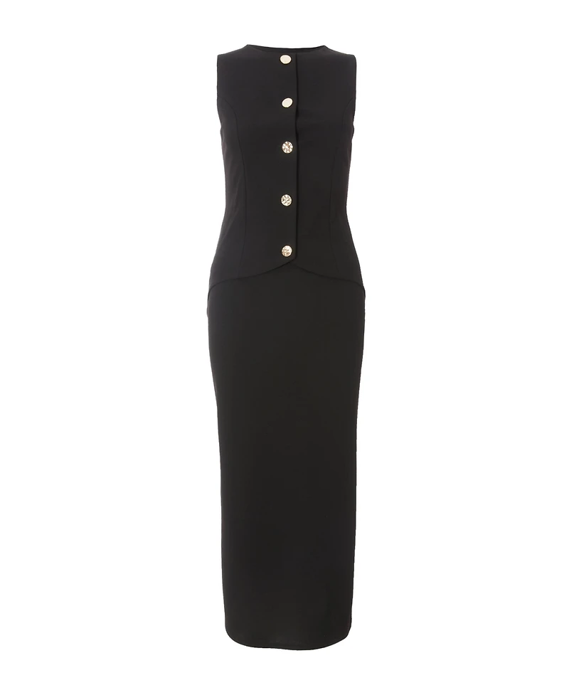 Quiz Women's 2 In 1 Scuba Crepe Waistcoat and Skirt Dress
