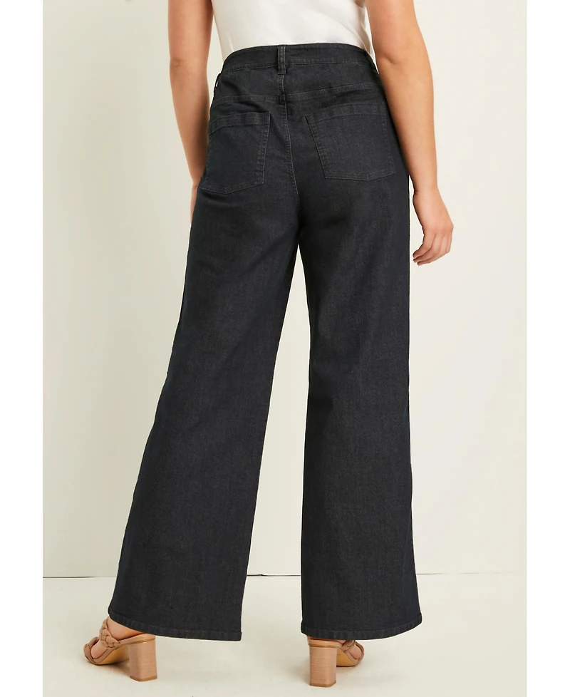 June + Vie Women's Curvie Fit Wide-Leg Jeans